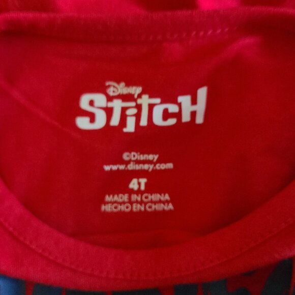 DISNEY STITCH GIRLS RED SHORT SLEEVE PULLOVER TEE SHIRT "AMERICAN CUTIE'' - Picture 2 of 5